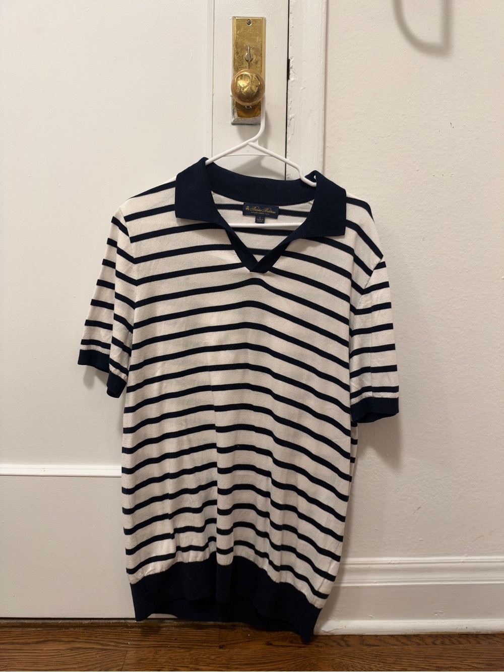Brooks Brothers Navy and White Striped Polo